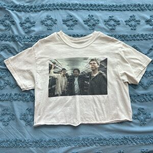 Superbad Graphic Cropped Tee with Subway Photo Print - White